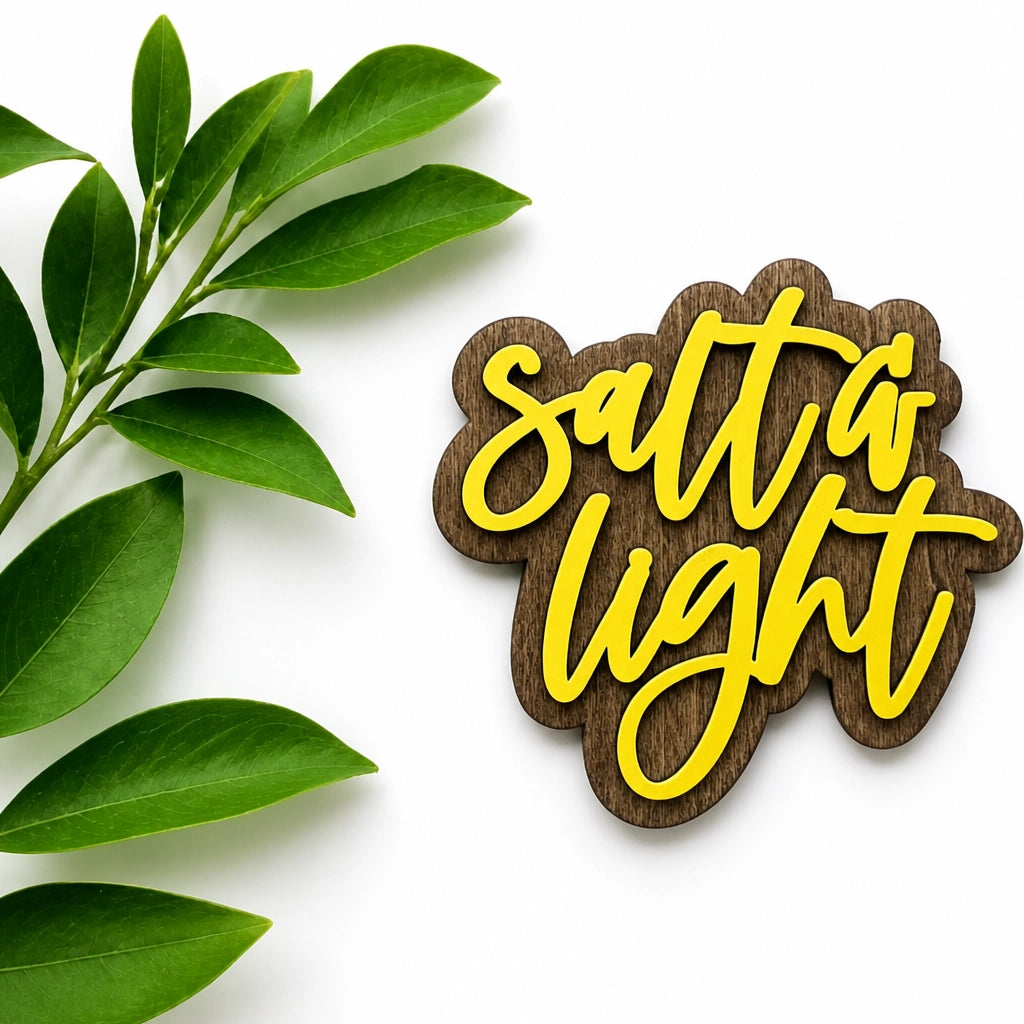 "Salt & Light" Hand-Painted Wooden Refrigerator Magnet
