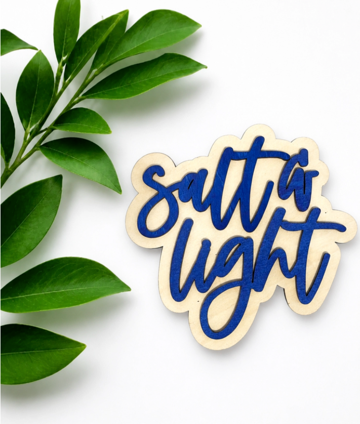 "Salt & Light" Hand-Painted Wooden Refrigerator Magnet
